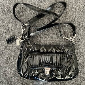 Coach Black Patent Leather Bag with Pink Lining